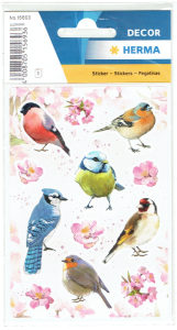 Naklejki, stickersy 3 arkusze - ptaki, ptaszki, kwiaty