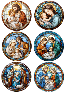 Papier ryżowy A4 do decoupage Artando  - Boże Narodzenie, szopka, żłóbek , witraże, okna