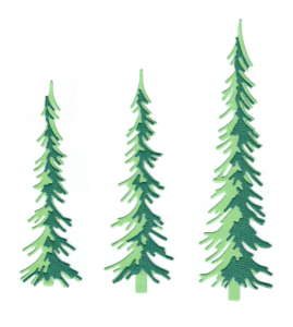 Scrapki papierowe jasnozielone i zielone perłowe choinki - 1 zestaw 
