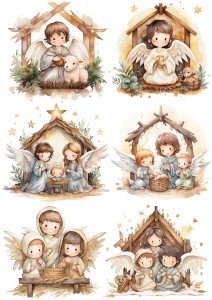 Papier ryżowy A4 do decoupage Artando  - Boże Narodzenie, szopka, żłóbek, anioły, aniołki