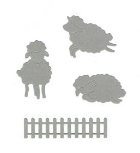 Scrapki papierowe srebrne perłowe baranki, owieczki - 1 komplet
