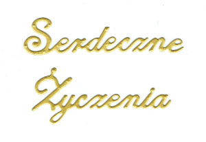 Scrapki papierowe złote perłowe napis "Serdeczne Życzenia" - 5 sztuk