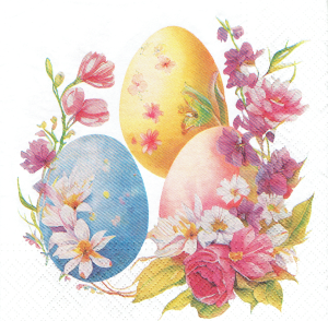 Serwetka decoupage 33x33 cm - Wielkanoc, pisanki, jajka, kwiaty