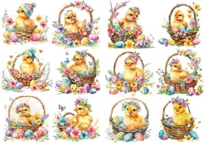 Papier ryżowy A4 Artando do decoupage - Wielkanoc, kurczaki, koszyki, pisanki, kwiaty