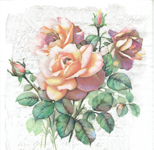Serwetka decoupage 33x33 cm - kwiaty, róże, róża, napisy