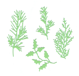 Scrapki papierowe jasnozielone perłowe liście, listki  - 1 zestaw