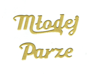 Scrapki papierowe złote perłowe napis "Młodej Parze" - 5 sztuk