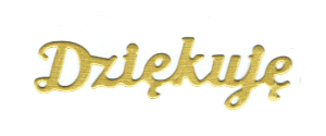 Scrapki papierowe złote perłowe napis "Dziękuję" - 5 sztuk