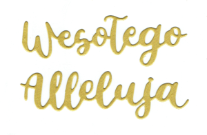 Scrapki papierowe złote perłowe napis "Wesołego Alleluja" - 5 sztuk