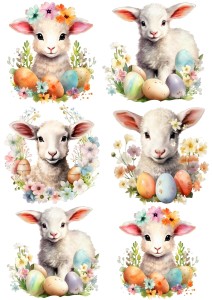 Papier ryżowy A4 Artando do decoupage - Wielkanoc, baranki, owce, jagnięta, pisanki, kwiaty