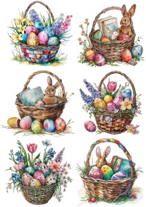 Papier ryżowy A4 Artando do decoupage - Wielkanoc, zające, zajączki, pisanki, koszyki, kwiaty 