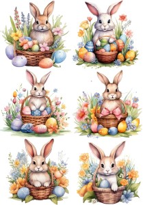 Papier ryżowy A4 Artando do decoupage - Wielkanoc, zające, zajączki, pisanki, koszyki, kwiaty