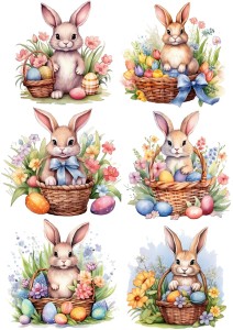 Papier ryżowy A4 Artando do decoupage - Wielkanoc, zające, zajączki, pisanki, koszyki, kwiaty