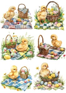 Papier ryżowy A4 Artando do decoupage - Wielkanoc, kurczaki, pisanki,  koszyki, piknik