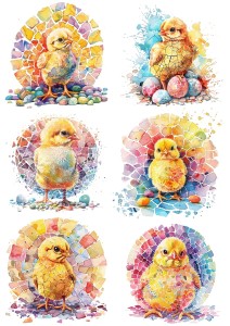 Papier ryżowy A4 Artando do decoupage - Wielkanoc, kurczaki, pisanki,  mozaika