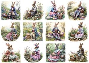 Papier ryżowy A4 Artando do decoupage - Wielkanoc, zające, zajączki, pisanki, widok
