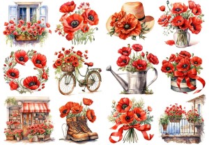 Papier ryżowy A4 Artando do decoupage - kwiaty, kwiatki, maki