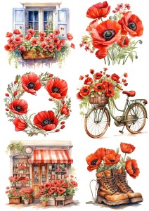 Papier ryżowy A4 Artando do decoupage - kwiaty, kwiatki, maki