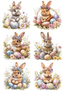 Papier ryżowy A4 Artando do decoupage - Wielkanoc, zające, zajączki, pisanki, kwiaty 