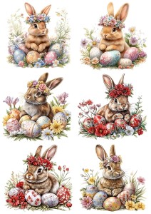 Papier ryżowy A4 Artando do decoupage - Wielkanoc, zające, zajączki, pisanki, kwiaty