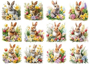 Papier ryżowy A4 Artando do decoupage - Wielkanoc, zające, zajączki, kwiaty wiosenne