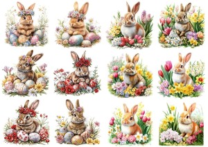 Papier ryżowy A4 Artando do decoupage - Wielkanoc, zające, zajączki, pisanki, kwiaty wiosenne