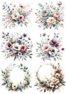 Papier ryżowy A4 Artando do decoupage - kwiaty, wianki