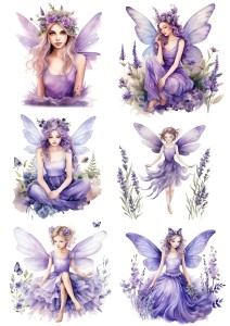 Papier ryżowy A4 Artando do decoupage - kwiaty, lawenda, wróżki, czarodziejki, elfy