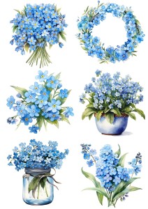 Papier ryżowy A4 Artando do decoupage - kwiaty, niezapominajki