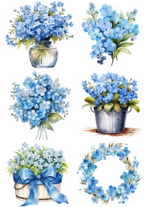 Papier ryżowy A4 Artando do decoupage - kwiaty, niezapominajki