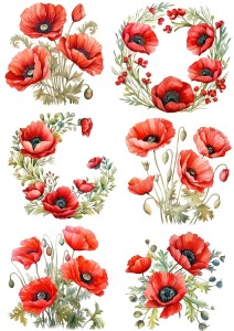 Papier ryżowy A4 Artando do decoupage - kwiaty, maki, bukiety, wianki 