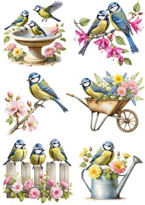 Papier ryżowy A4 Artando do decoupage - ptaki, ptaszki, kwiaty