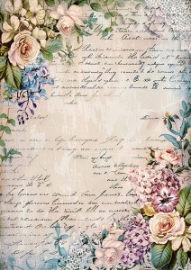 Papier ryżowy A4 do decoupage Artando  - kwiaty, Vintage, napisy 