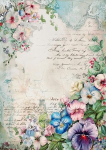 Papier ryżowy A4 do decoupage Artando  - kwiaty, Vintage, napisy