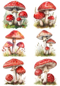 Papier ryżowy A4 do decoupage Artando - grzyby, grzybki, muchomory