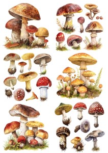 Papier ryżowy A4 do decoupage Artando - grzyby, grzybki