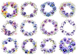 Papier ryżowy A4 do decoupage Artando - kwiaty, bratki, wianki