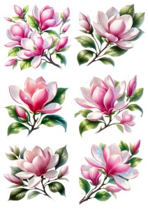 Papier ryżowy A4 do decoupage Artando - kwiaty, kwiatki, magnolia