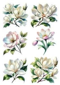 Papier ryżowy A4 do decoupage Artando - kwiaty, kwiatki, magnolia