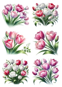 Papier ryżowy A4 do decoupage Artando - kwiaty, kwiatki wiosenne, tulipany