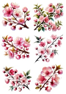 Papier ryżowy A4 do decoupage Artando - kwiaty, kwiatki wiosenne, gałązki