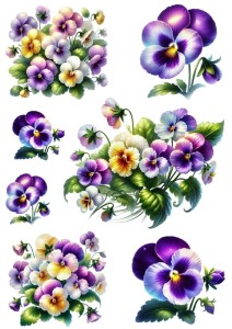 Papier ryżowy A4 do decoupage Artando - kwiaty, kwiatki wiosenne, bratki