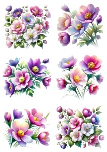 Papier ryżowy A4 do decoupage Artando - kwiaty, kwiatki wiosenne, zawilce