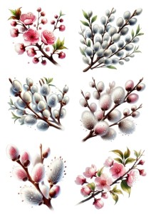 Papier ryżowy A4 do decoupage Artando - kwiaty, kwiatki wiosenne, gałązki, bazie