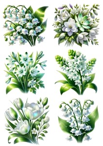 Papier ryżowy A4 do decoupage Artando - kwiaty, kwiatki wiosenne, zawilce, konwalie