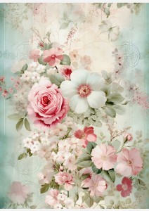 Papier ryżowy A4 Artando do decoupage - Kwiaty, rustykalne róże, Vintage, wzorki 