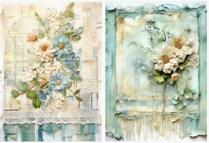 Papier ryżowy A4 Artando do decoupage - Kwiaty, rustykalne róże, Vintage, wzorki 