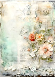 Papier ryżowy A4 Artando do decoupage - Kwiaty, rustykalne róże, Vintage, wzorki 