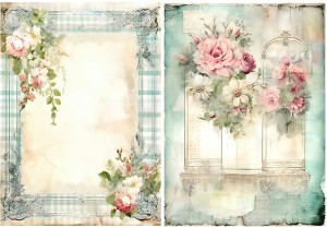 Papier ryżowy A4 Artando do decoupage - Kwiaty, rustykalne róże, Vintage, wzorki