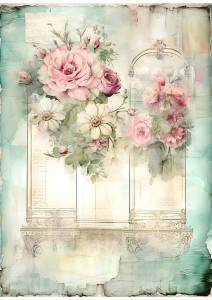 Papier ryżowy A4 Artando do decoupage - Kwiaty, rustykalne róże, Vintage, wzorki